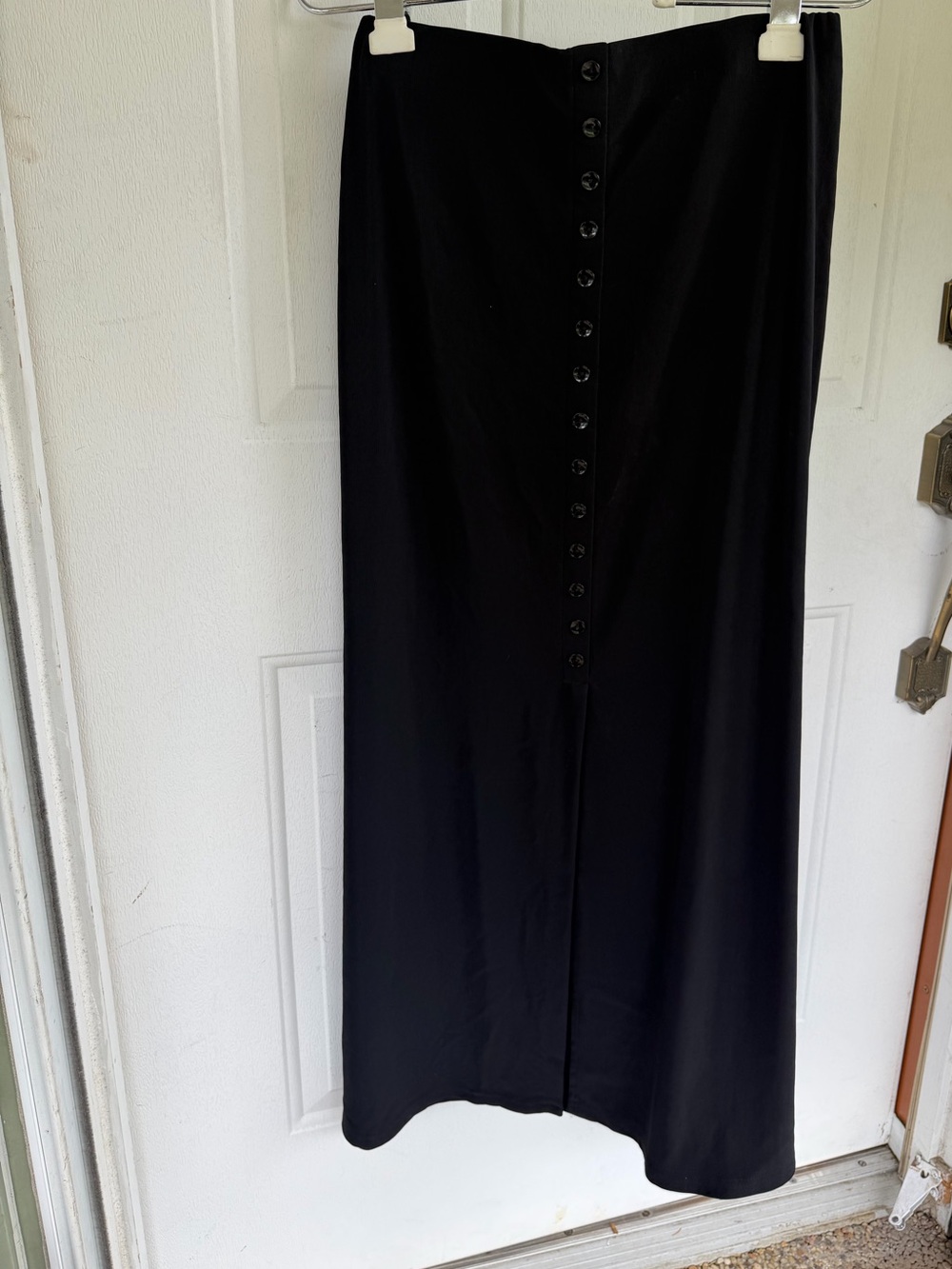 Vintage Briggs New York Black Button Front Maxi Skirt M 90s